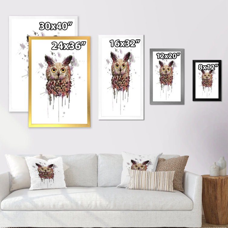 Millwood Pines Cartoon Owl Portrait Framed On Canvas Print Wayfair